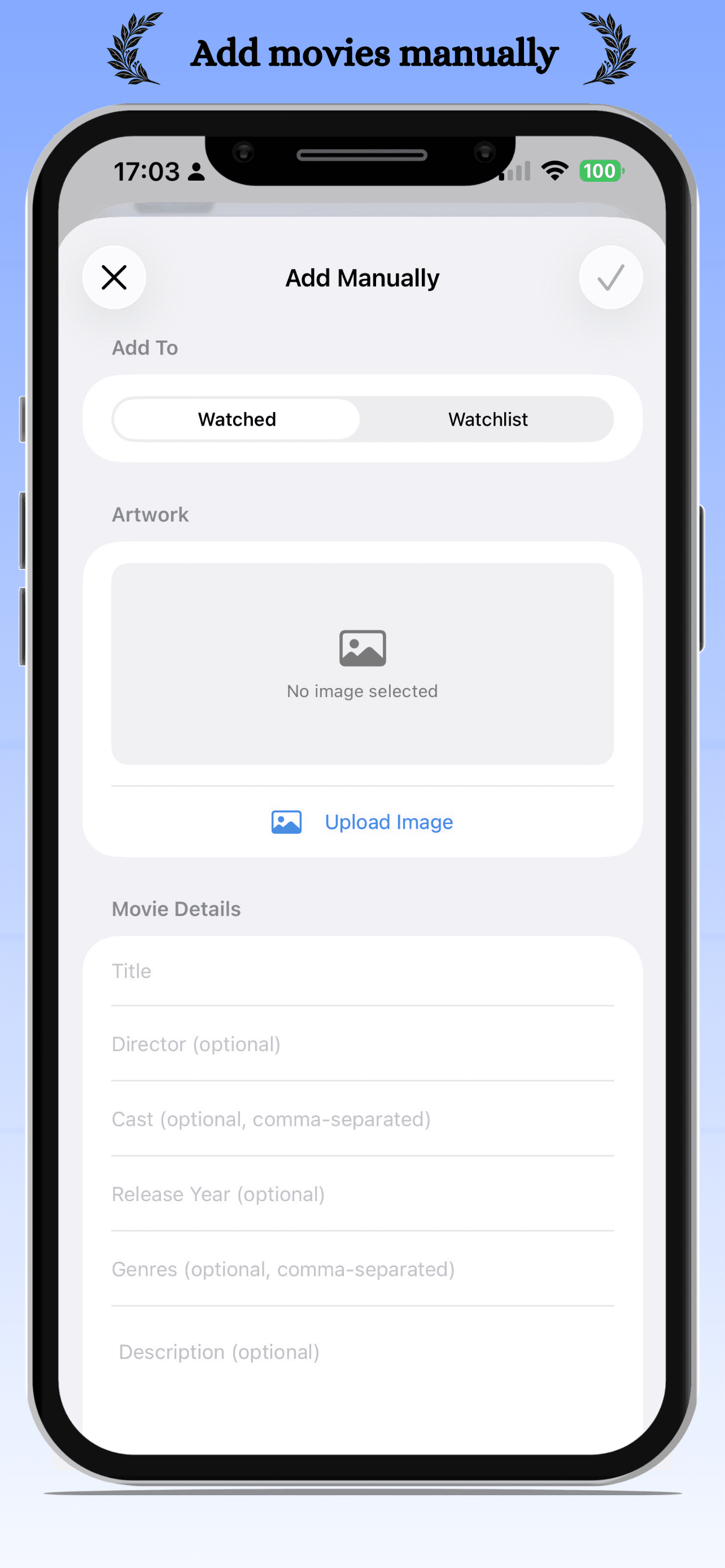 Add movies manually screenshot
