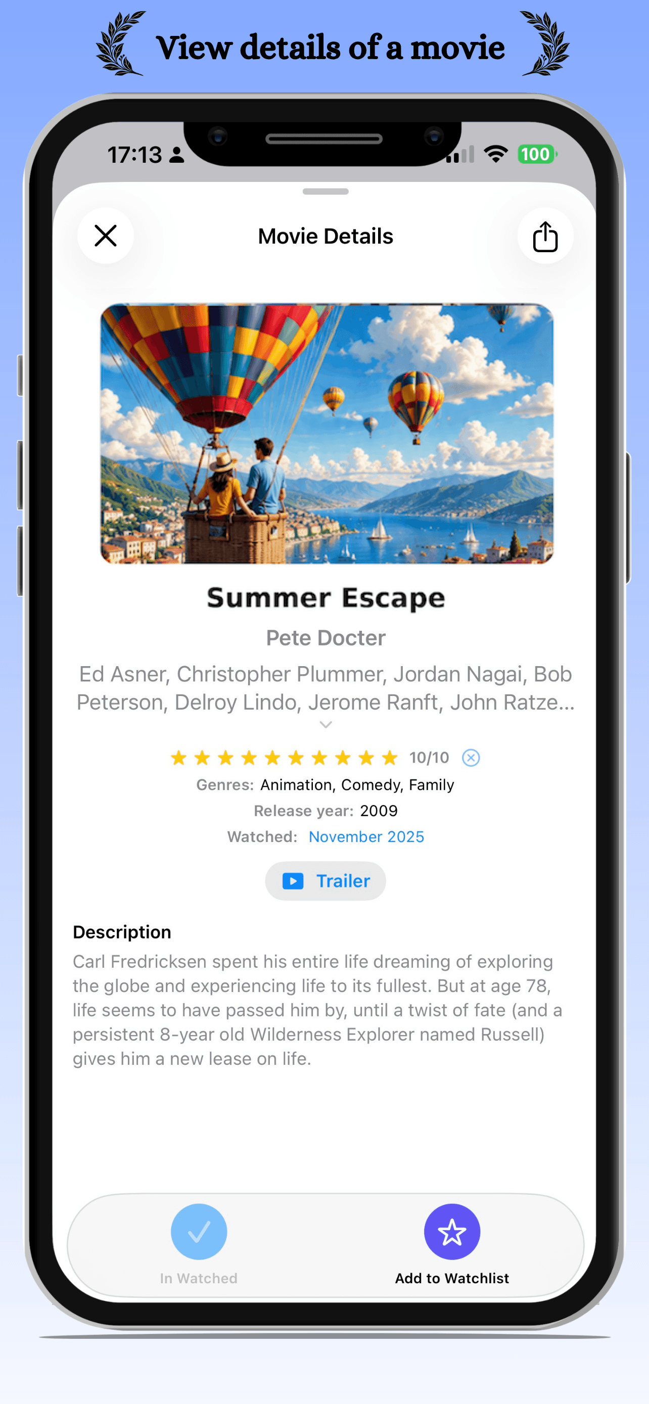 Manage movie details screenshot